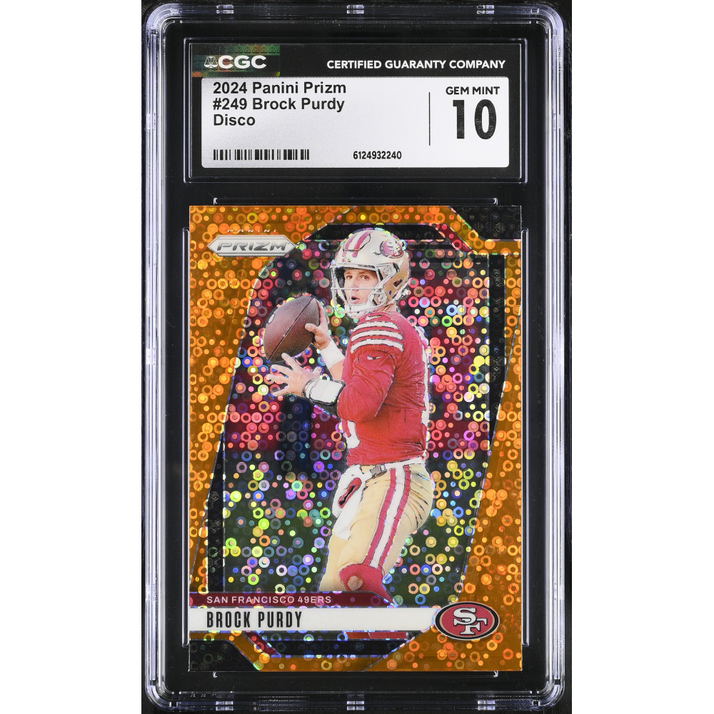 Brock Purdy 2024 Panini Prizm Prizms Orange Disco #249 (CGC 10) at PristineAuction.com