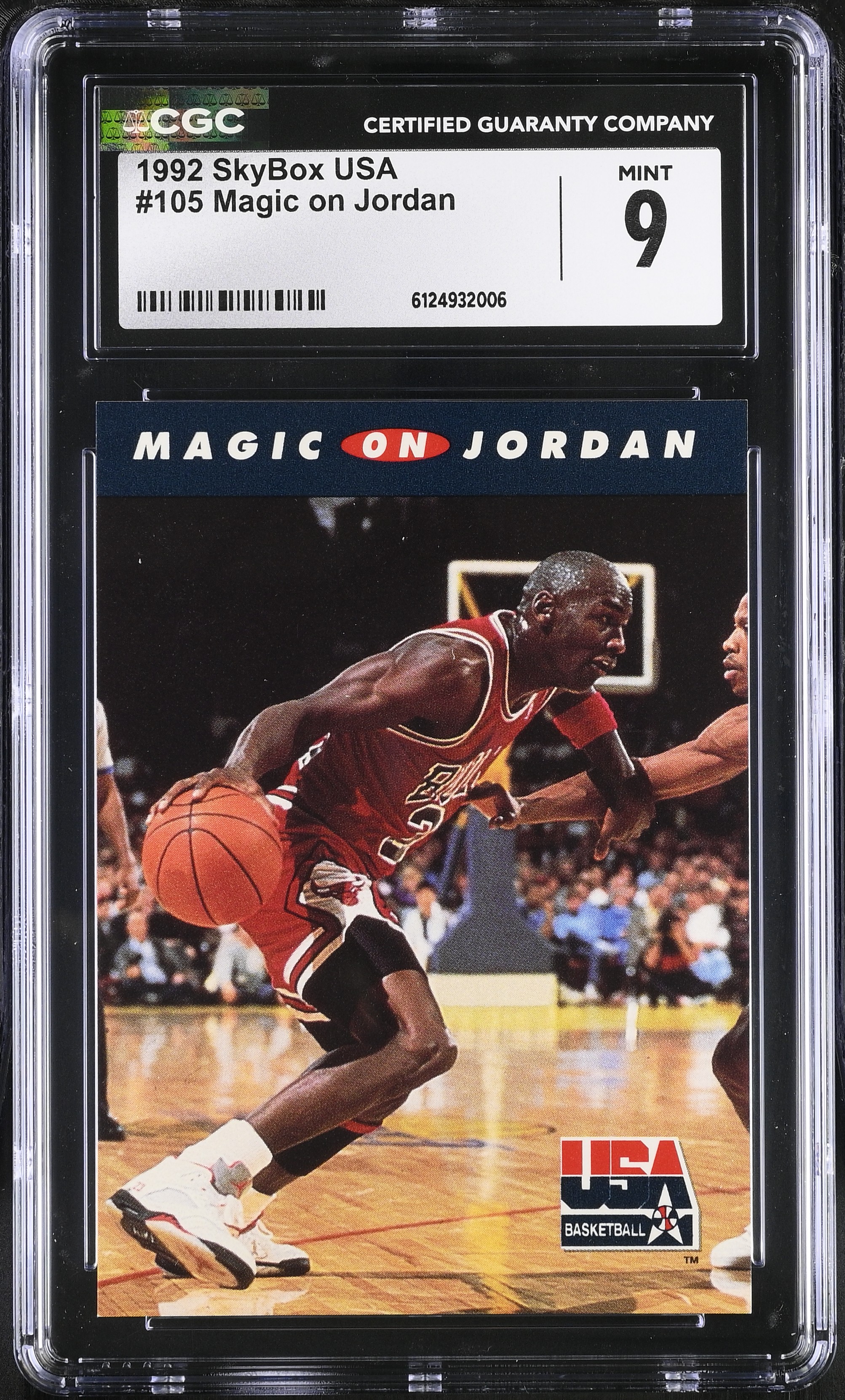 Magic On Jordan 1992 SkyBox USA #105 (CGC 9) at PristineAuction.com Magic On Jordan 1992 SkyBox USA #105 (CGC 9) at PristineAuction.com