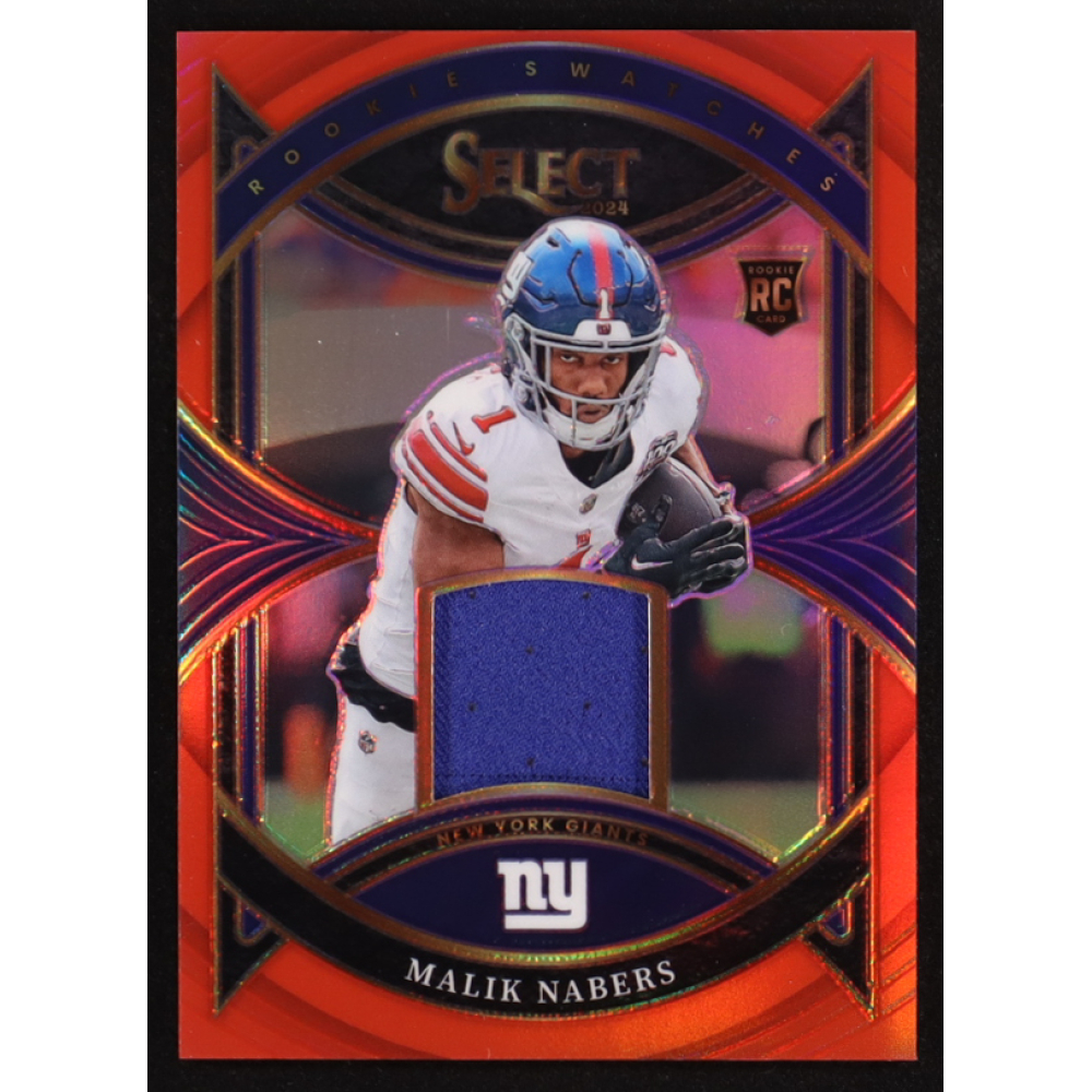 Malik Nabers 2024 Select Rookie Swatches Prizm Red #24 RC at PristineAuction.com