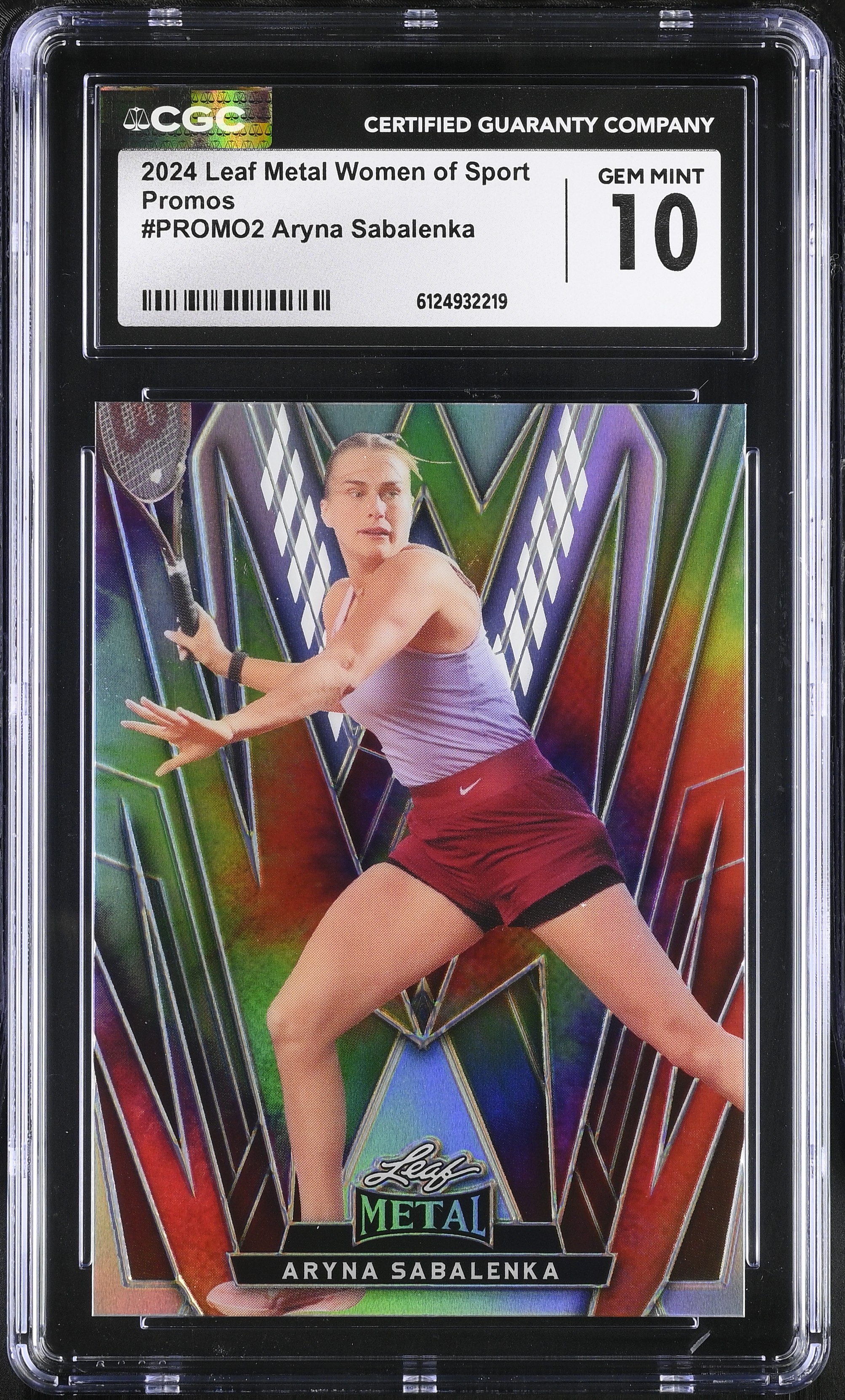 Aryna Sabalenka 2024 Leaf Metal Women Of Sport Promos Silver Tie Die Refractor #PROMO2 (CGC 10) at PristineAuction.com Aryna Sabalenka 2024 Leaf Metal Women Of Sport Promos Silver Tie Die Refractor #PROMO2 (CGC 10) at PristineAuction.com