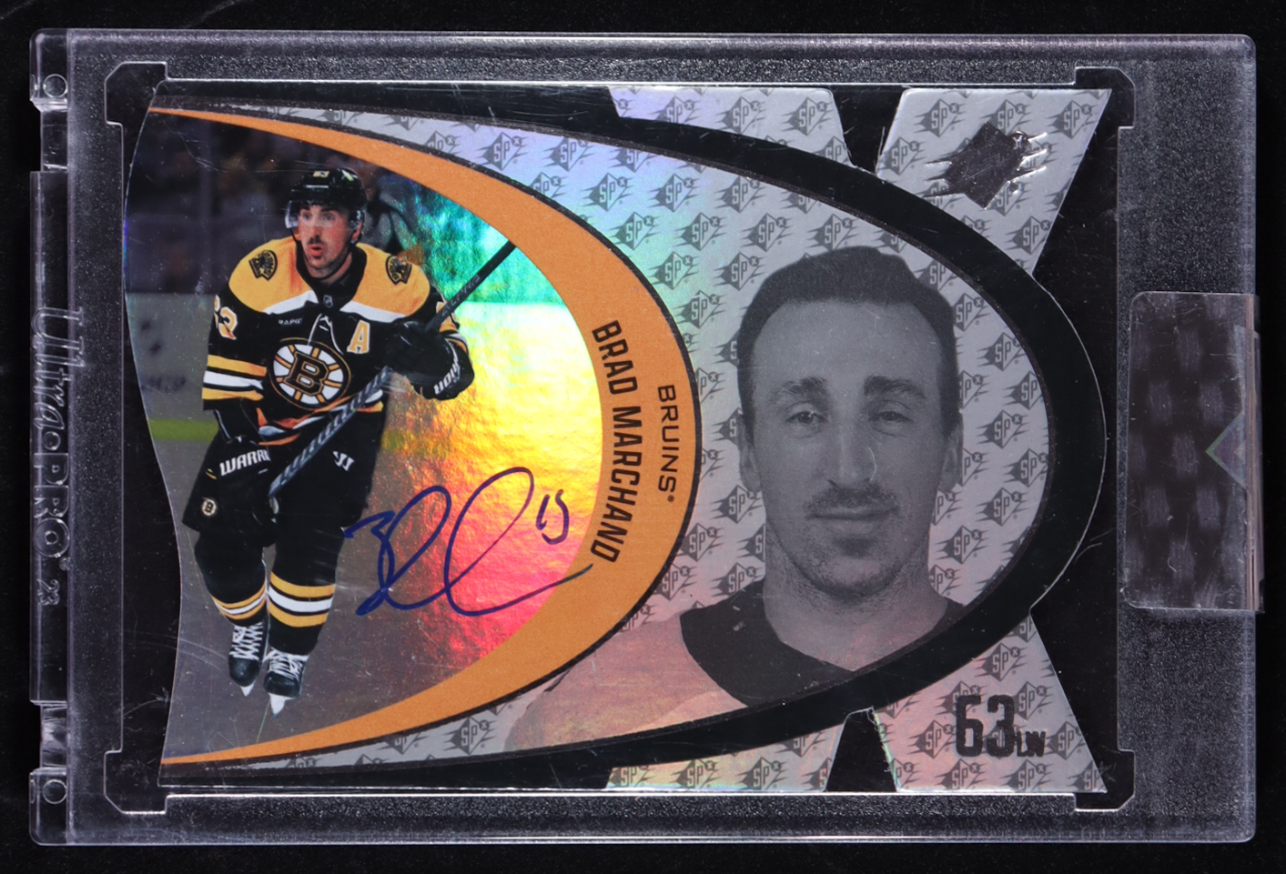 Brad Marchand 2022-23 Upper Deck Clear Cut Signature Vintage Views #SVVBM at PristineAuction.com Brad Marchand 2022-23 Upper Deck Clear Cut Signature Vintage Views #SVVBM at PristineAuction.com