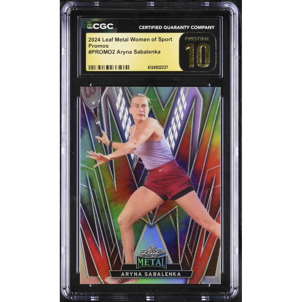 Aryna Sabalenka 2024 Leaf Metal Women Of Sport Promos Silver Tie Die Prismatic #PROMO2 (CGC 10 | Black Label) at PristineAuction.com