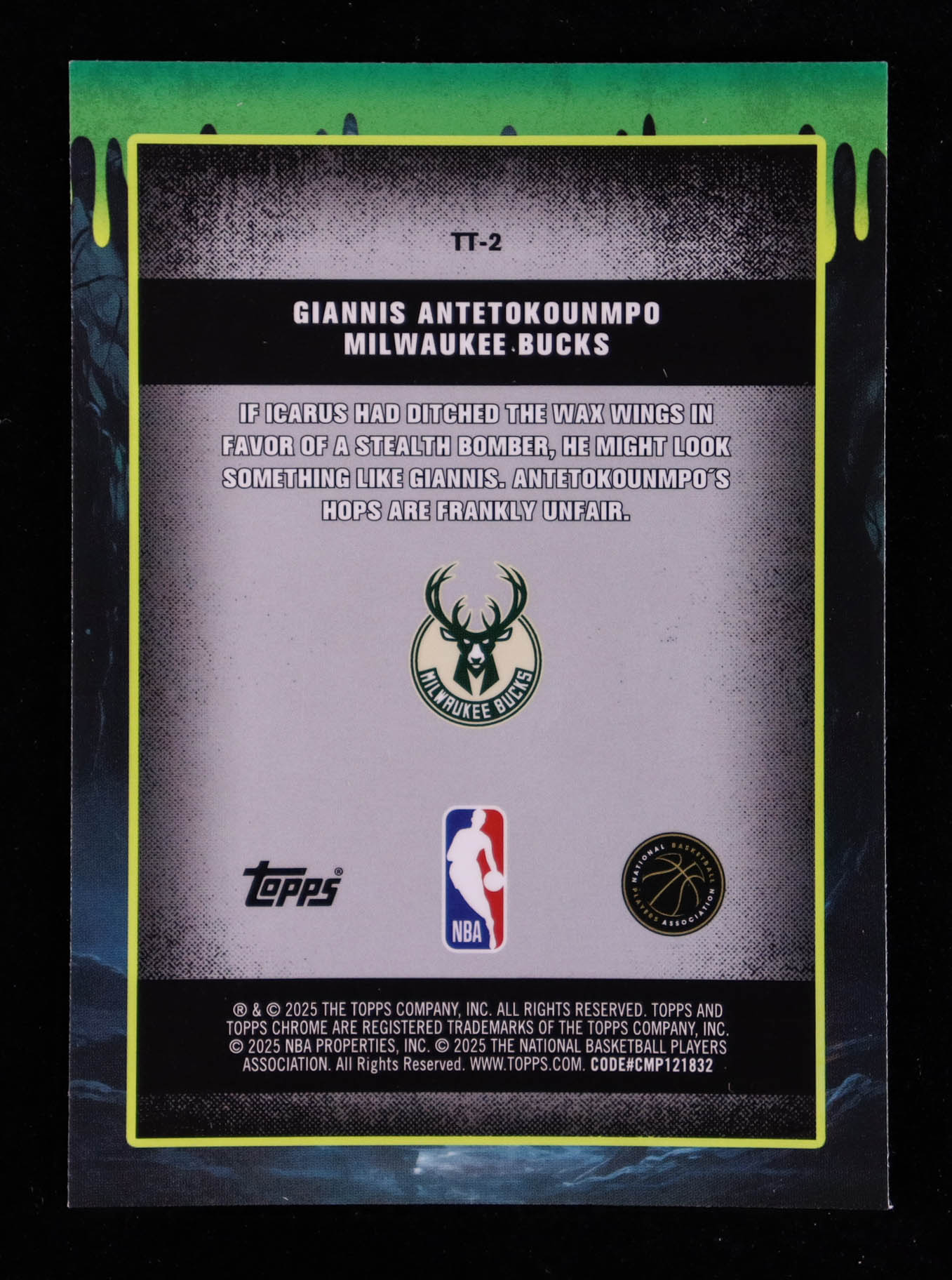 Giannis Antetokounmpo 2025-26 Topps Chrome Tall Tales Green Refractors #TT2 #53/99 at PristineAuction.com Giannis Antetokounmpo 2025-26 Topps Chrome Tall Tales Green Refractors #TT2 #53/99 at PristineAuction.com