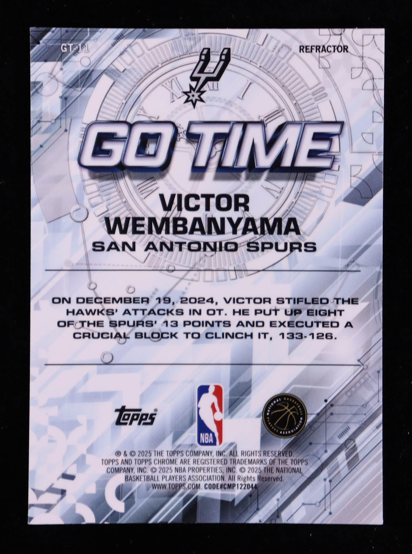 Victor Wembanyama 2025-26 Topps Chrome Go Time Refractors #GT11 at PristineAuction.com Victor Wembanyama 2025-26 Topps Chrome Go Time Refractors #GT11 at PristineAuction.com