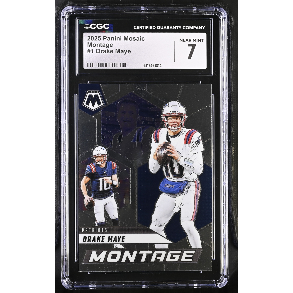 Drake Maye 2025 Panini Mosaic Montage #1 (CGC 7) at PristineAuction.com