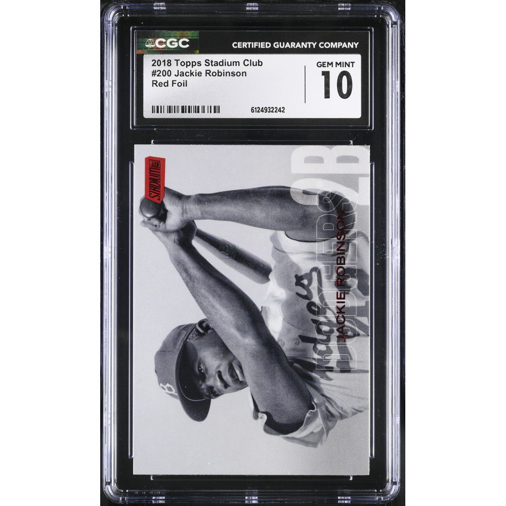 Jackie Robinson 2018 Topps Stadium Club Red Foil #200 (CGC 10) at PristineAuction.com