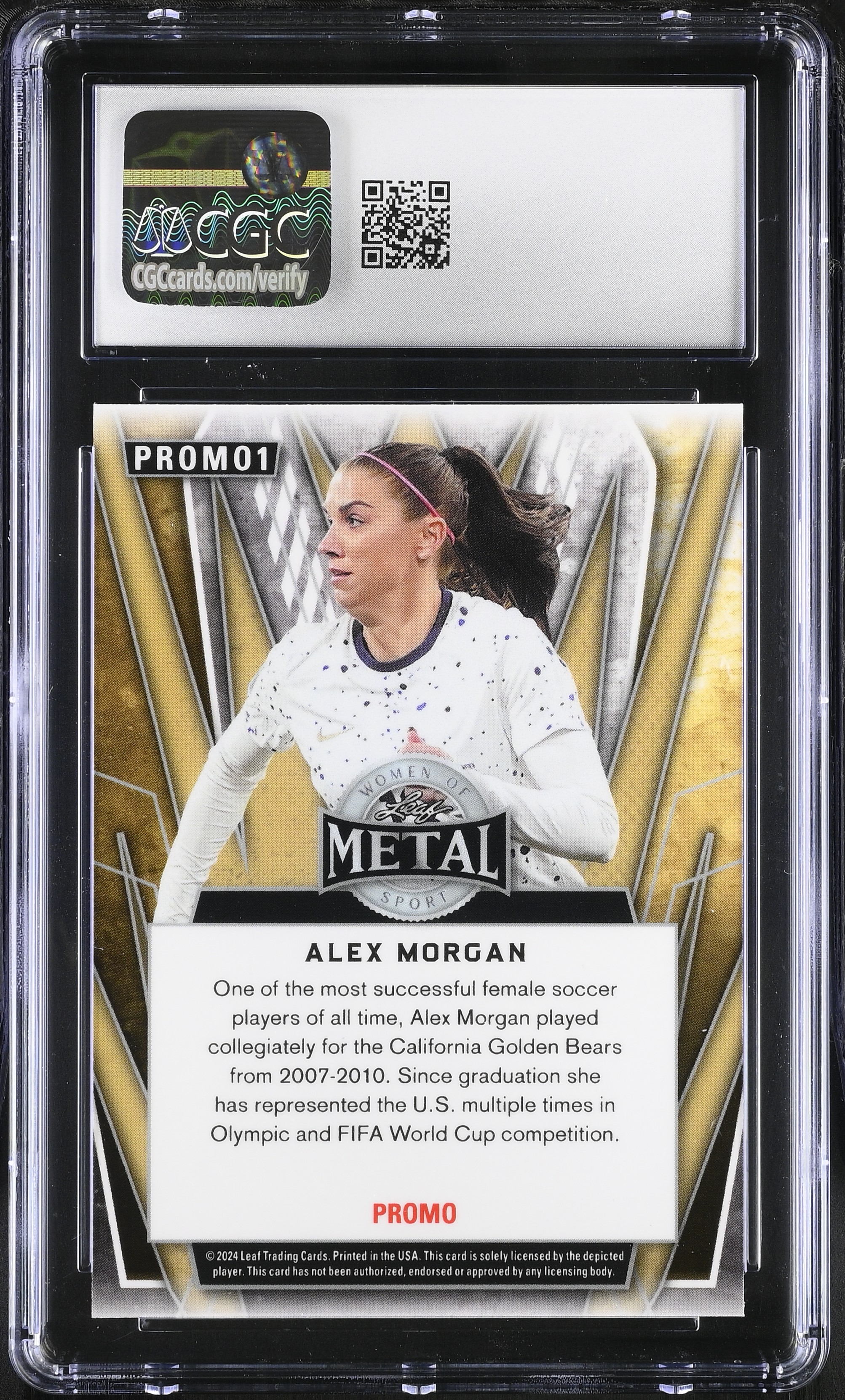 Alex Morgan 2024 Leaf Metal Women Of Sport Promos Silver Tie Die #PROMO1 (CGC 10) at PristineAuction.com Alex Morgan 2024 Leaf Metal Women Of Sport Promos Silver Tie Die #PROMO1 (CGC 10) at PristineAuction.com