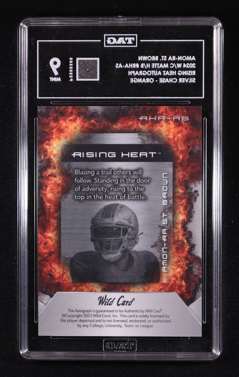 Amon-Ra St. Brown 2024 Wild Card Matte Hobby Box Rising Heat Autographs Silver Chase Orange #RHAAS #2/5 (TAG 9) at PristineAuction.com Amon-Ra St. Brown 2024 Wild Card Matte Hobby Box Rising Heat Autographs Silver Chase Orange #RHAAS #2/5 (TAG 9) at PristineAuction.com