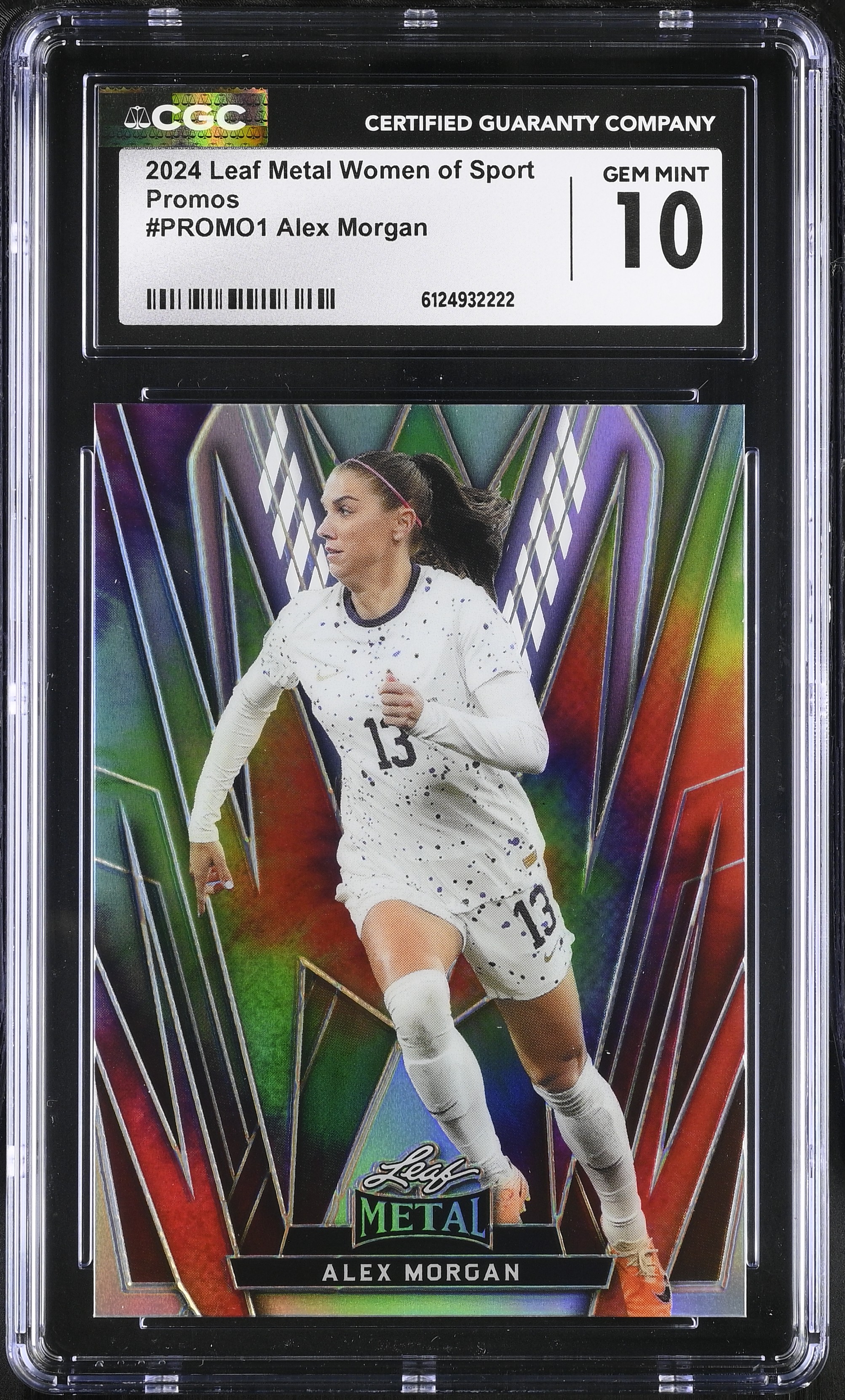 Alex Morgan 2024 Leaf Metal Women Of Sport Promos Silver Tie Die #PROMO1 (CGC 10) at PristineAuction.com Alex Morgan 2024 Leaf Metal Women Of Sport Promos Silver Tie Die #PROMO1 (CGC 10) at PristineAuction.com
