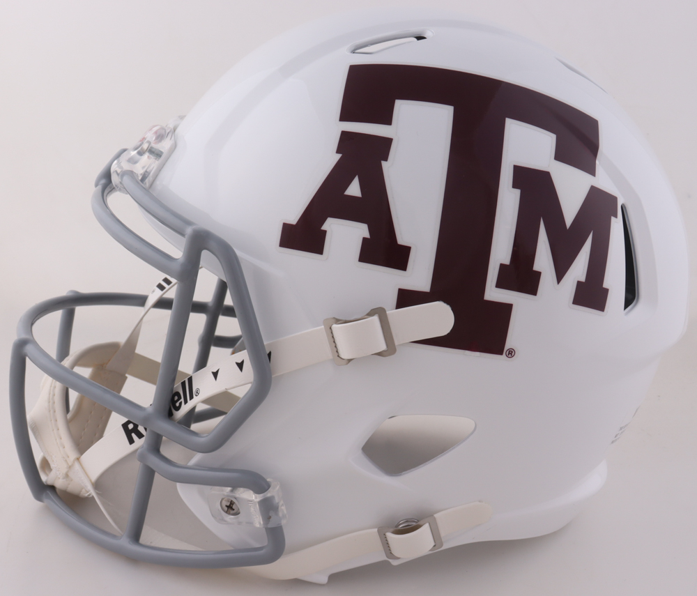 Johnny Manziel Signed Texas A&M Aggies Full-Size Speed Helmet Inscribed "'12 Heisman" & "$ Money Manziel $" (Beckett) at PristineAuction.com Johnny Manziel Signed Texas A&M Aggies Full-Size Speed Helmet Inscribed "'12 Heisman" & "$ Money Manziel $" (Beckett) at PristineAuction.com