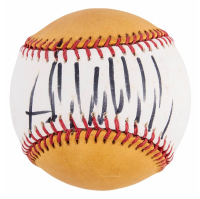 Donald Trump Signed 2011 Home Run Derby Gold Panel Logo Baseball (JSA) at PristineAuction.com
