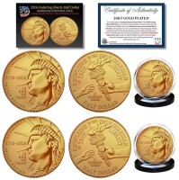 Set of (2) 2026 P&D 24K Gold Plated Enduring Liberty Half Dollar BU America 250 Coins at PristineAuction.com