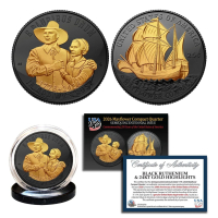 1776-2026 Mayflower Compact Quarter Black Ruthenium with 24K Gold Plated at PristineAuction.com