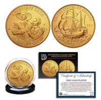 1776-2026 Set of (2) 2026 Mayflower Compact 24K Gold Plated Uncirculated Quarter at PristineAuction.com
