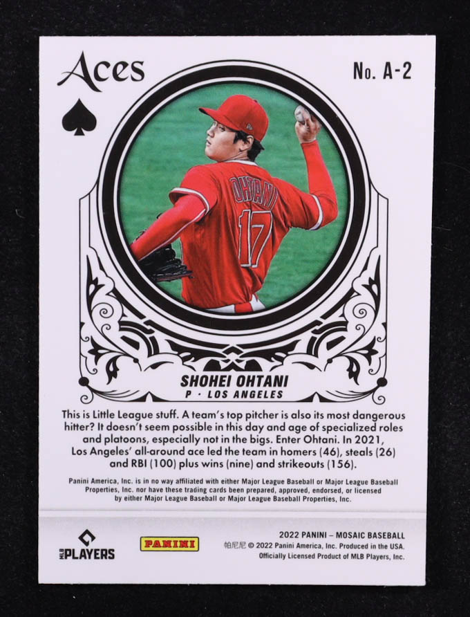 Shohei Ohtani 2022 Panini Mosaic Aces #2 at PristineAuction.com Shohei Ohtani 2022 Panini Mosaic Aces #2 at PristineAuction.com