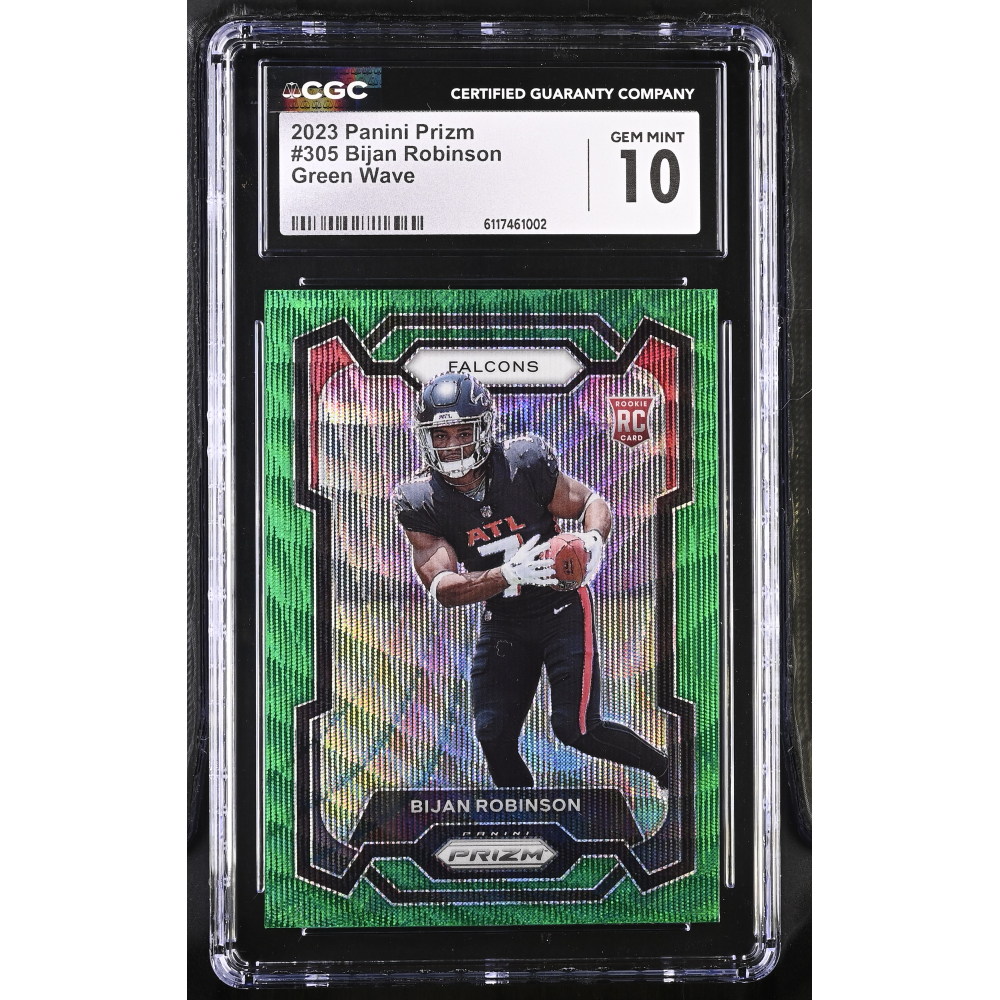 Bijan Robinson 2023 Panini Prizm Prizms Green Wave #305 RC (CGC 10) at PristineAuction.com