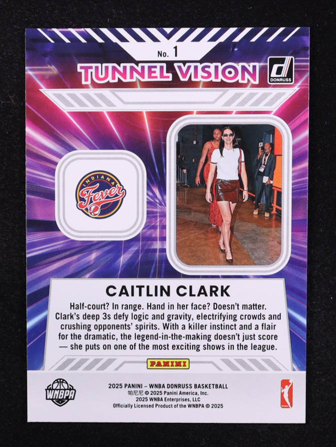 Caitlin Clark 2025 Donruss WNBA Tunnel Vision #1 at PristineAuction.com Caitlin Clark 2025 Donruss WNBA Tunnel Vision #1 at PristineAuction.com