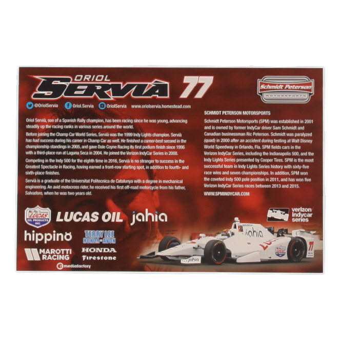 Oriol Servia Signed IndyCar 6x9 Hero Card (Beckett) at PristineAuction.com Oriol Servia Signed IndyCar 6x9 Hero Card (Beckett) at PristineAuction.com