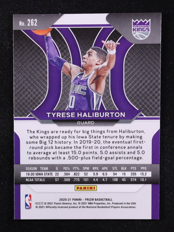 Tyrese Haliburton 2020-21 Panini Prizm #262 RC at PristineAuction.com Tyrese Haliburton 2020-21 Panini Prizm #262 RC at PristineAuction.com
