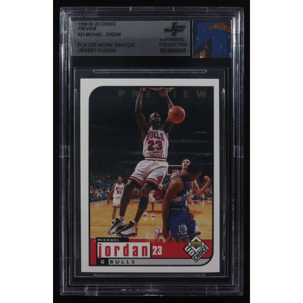 Michael Jordan 1998-99 UD Choice Preview #23 with Game-Used Jersey Swatch (BGS Authentic) at PristineAuction.com