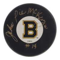John "Pie" McKenzie Signed Bruins Logo Hockey Puck (SoP) at PristineAuction.com
