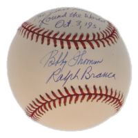 Ralph Branca & Bobby Thomson Signed OML Baseball Inscribed "The Shot Heard 'Round The World" & "Oct. 3, 1951" (SoP) at PristineAuction.com