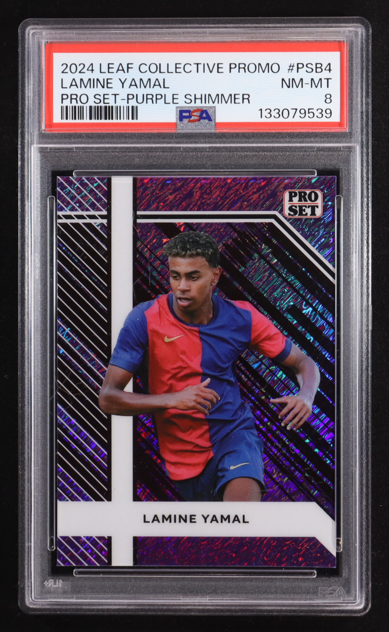 Lamine Yamal 2024 Leaf Collective Promo Pro Set Shimmer Purple #PSB4 #18/199 (PSA 8) at PristineAuction.com Lamine Yamal 2024 Leaf Collective Promo Pro Set Shimmer Purple #PSB4 #18/199 (PSA 8) at PristineAuction.com