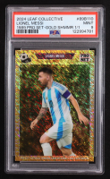 Lionel Messi 2024 Leaf Collective '89 Pro Set Shimmer Gold #89B110 #1/1 (PSA 9) at PristineAuction.com