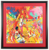 Magic Johnson & Larry Bird Signed Custom Framed Leroy Neiman Art Print Display (Beckett & PSA) at PristineAuction.com