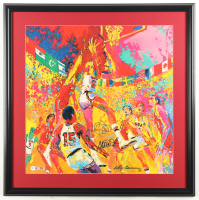 Magic Johnson & Larry Bird Signed Custom Framed Leroy Neiman Art Print Display (Beckett & PSA) at PristineAuction.com