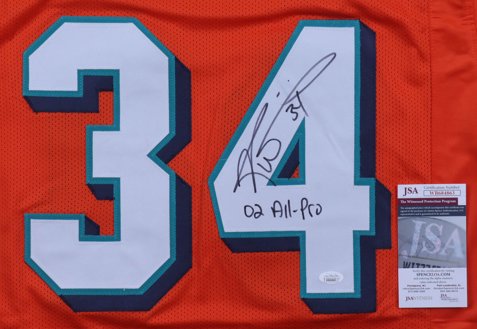 Ricky Williams Signed Jersey Inscribed "02 All Pro" (JSA) at PristineAuction.com Ricky Williams Signed Jersey Inscribed "02 All Pro" (JSA) at PristineAuction.com