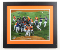 Astros 2017 World Series Champion Custom Framed Photo Display Signed By (9) with Jose Altuve, Brad Peacock, Joe Musgrove, Will Harris (TriStar & Altuve) at PristineAuction.com