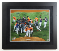 Astros 2017 World Series Champion Custom Framed Photo Display Signed By (9) with Jose Altuve, Brad Peacock, Joe Musgrove, Will Harris (TriStar & Altuve) at PristineAuction.com