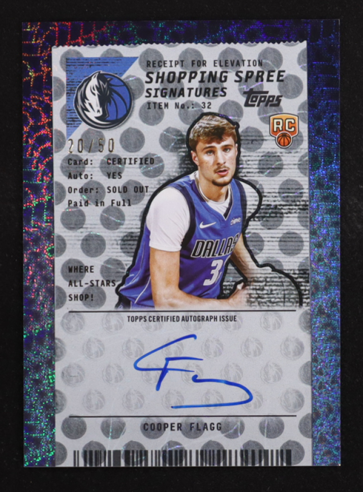 Cooper Flagg 2025-26 Topps Shopping Spree Signatures Flash Drop #SSACF RC #20/50