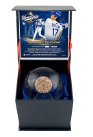 Shohei Ohtani LE Dodgers "2025 World Series Champions" Crystal Ball with World Series Game-Used Dirt Display at PristineAuction.com