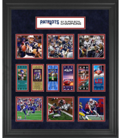 Patriots "6-Time Super Bowl Champions" Custom Framed Replica Ticket Display at PristineAuction.com