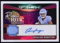 Omarion Hampton 2025 Leaf Optichrome Rookie Relic Autograph Prismatic Magenta #RA-OH1 #4/8 RC at PristineAuction.com