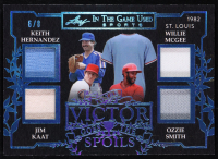 2025 Leaf in the Game Used To the Victor Goes the Spoils Game-Used Quad Memorabilia Blue Holo #VS-15 #6/8 Keith Hernandez / Jim Kaat / Willie Mcgee / Ozzie Smith at PristineAuction.com