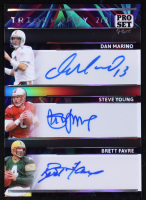 Brett Favre / Dan Marino / Steve Young 2024 Leaf Pro Set Pure Triography Autograph Silver Holo #T7 #2/3 at PristineAuction.com