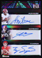 Jalen Milroe / Austin Mack / Ty Simpson 2024 Leaf Pro Set Pure Triography Autograph Green Holo #T8 #3/10 at PristineAuction.com