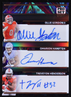 Ollie Gordon II / Omarion Hampton / Treveyon Henderson 2024 Leaf Pro Set Pure Triography Autograph Pink Holo #T4 #5/15 at PristineAuction.com