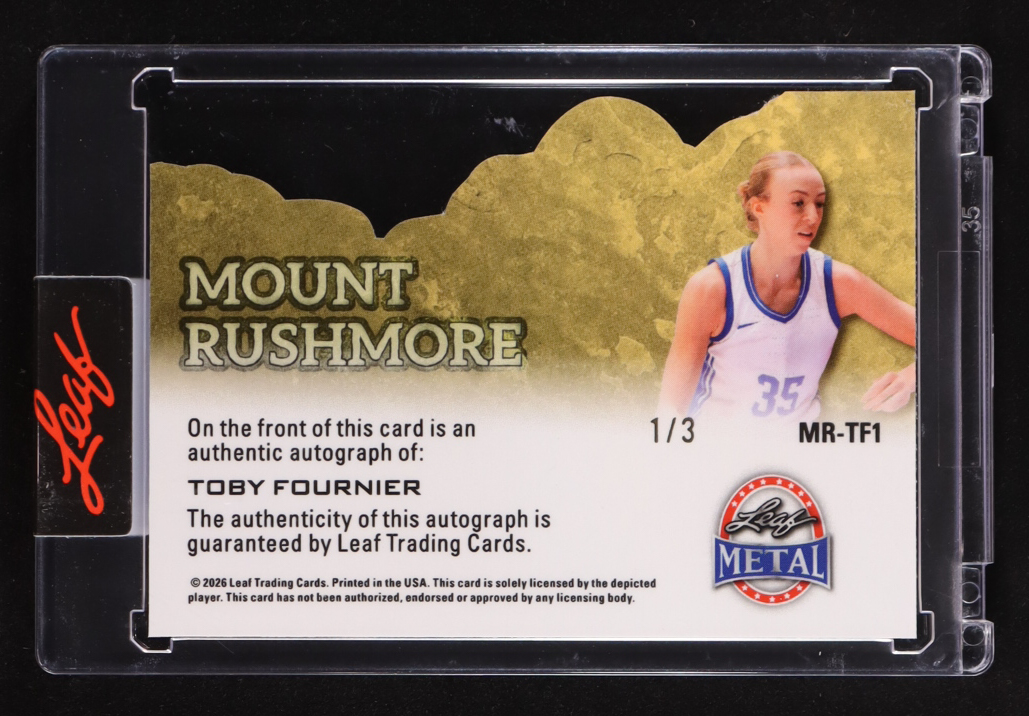 Toby Fournier 2026 Leaf Metal Mount Rushmore Autograph Shimmer Blue #TF1 #1/3 at PristineAuction.com Toby Fournier 2026 Leaf Metal Mount Rushmore Autograph Shimmer Blue #TF1 #1/3 at PristineAuction.com