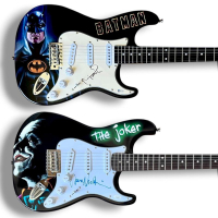 Michael Keaton & Jack Nicholson Set of (2) "Batman & The Joker" Custom Stratocaster Guitars (JSA & Beckett) at PristineAuction.com