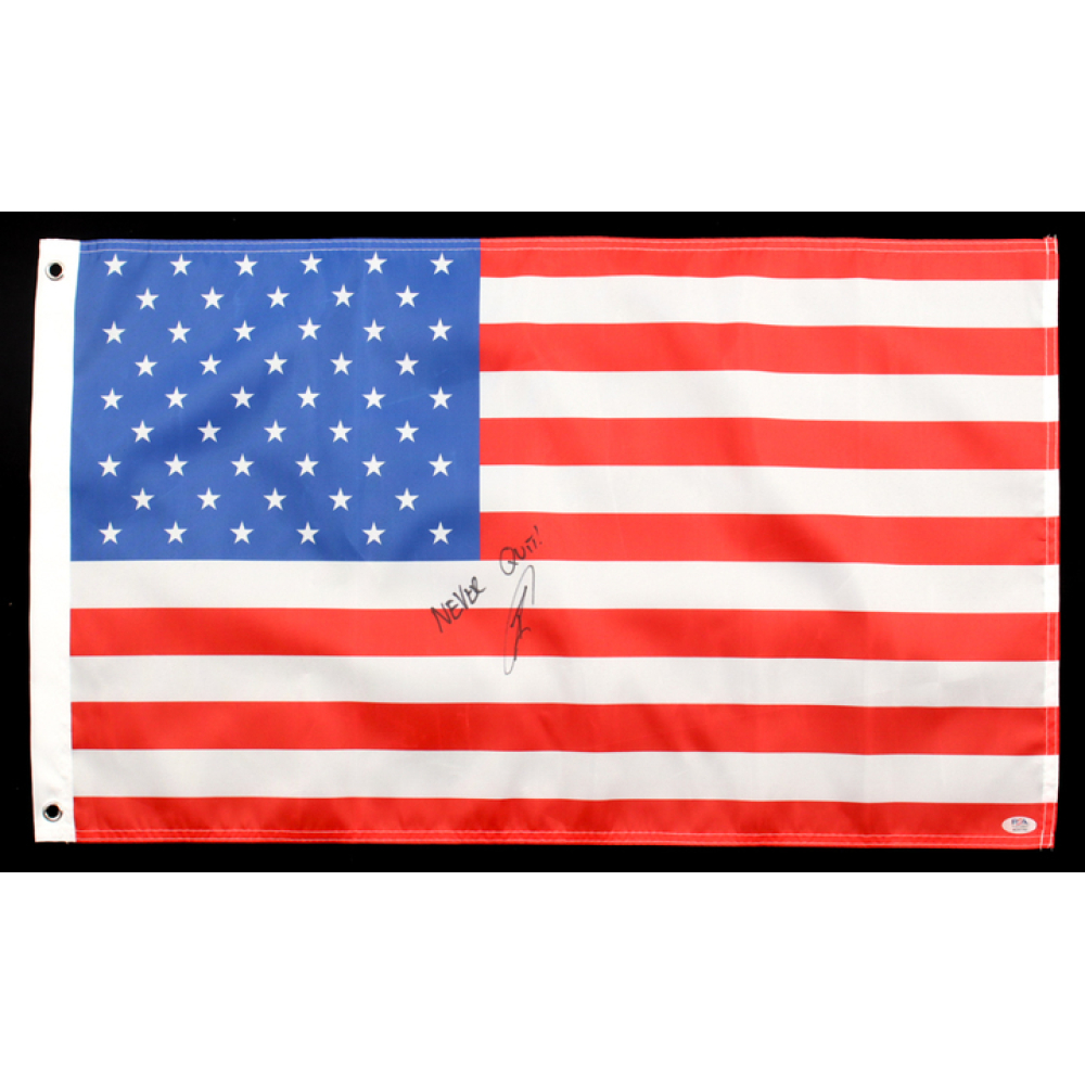 Robert O'Neill U.S. Navy SEAL Signed 18x30 American Flag Inscribed "Never Quit!" (PSA) at PristineAuction.com