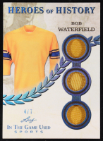 Bob Waterfield 2025 Leaf ITG Used Sports Heroes Of History Triple Relic Blue Holo #HH10 #4/7 at PristineAuction.com