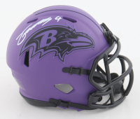 Zay Flowers Signed Ravens Rave Alternate Speed Mini Helmet (Beckett) at PristineAuction.com