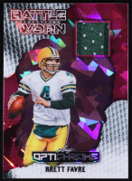 Brett Favre 2025 Leaf Optichrome Battle Worn Crystal Pink Game-Used #BW2 #8/8 at PristineAuction.com