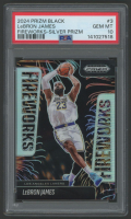 LeBron James 2024-25 Panini Prizm Black Fireworks Prizms Silver #3 (PSA 10) at PristineAuction.com