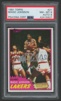 Magic Johnson Signed 1981-82 Topps #21 (PSA 8 | Autograph Graded 9) at PristineAuction.com