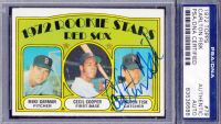 Carlton Fisk Signed Mike Garman / Cecil Cooper RC / Carlton Fisk RC 1972 Topps Rookie Stars #79 (PSA) at PristineAuction.com